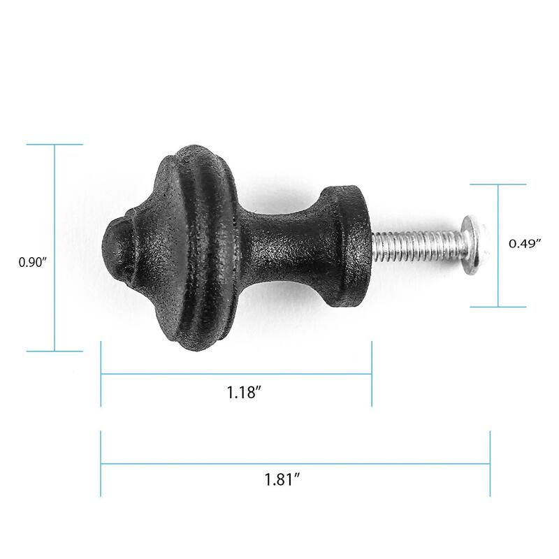 Black Wrought Iron Cabinet Knob 1" Diameter 1 3/8" projection, Screw Included Renovators Supply