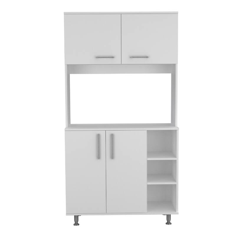 White and Onyx 2-Piece Kitchen Set, Kitchen Island and Pantry Cabinet
