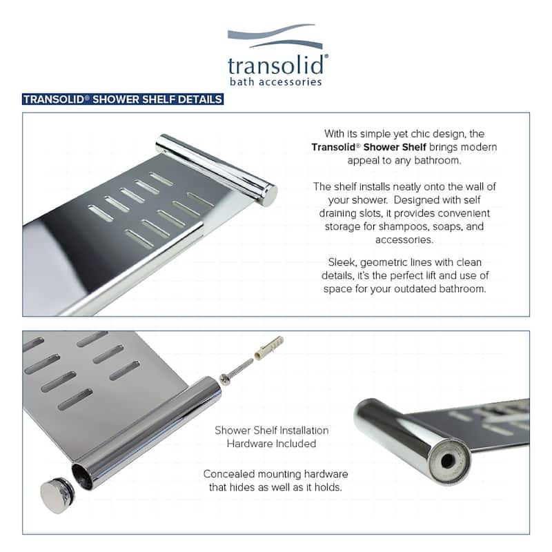 Transolid K-SS17-SSC Shower Shelf Kit - 17-in Shower Shelf and 2 Corner shelves - 17x4.45x0.78