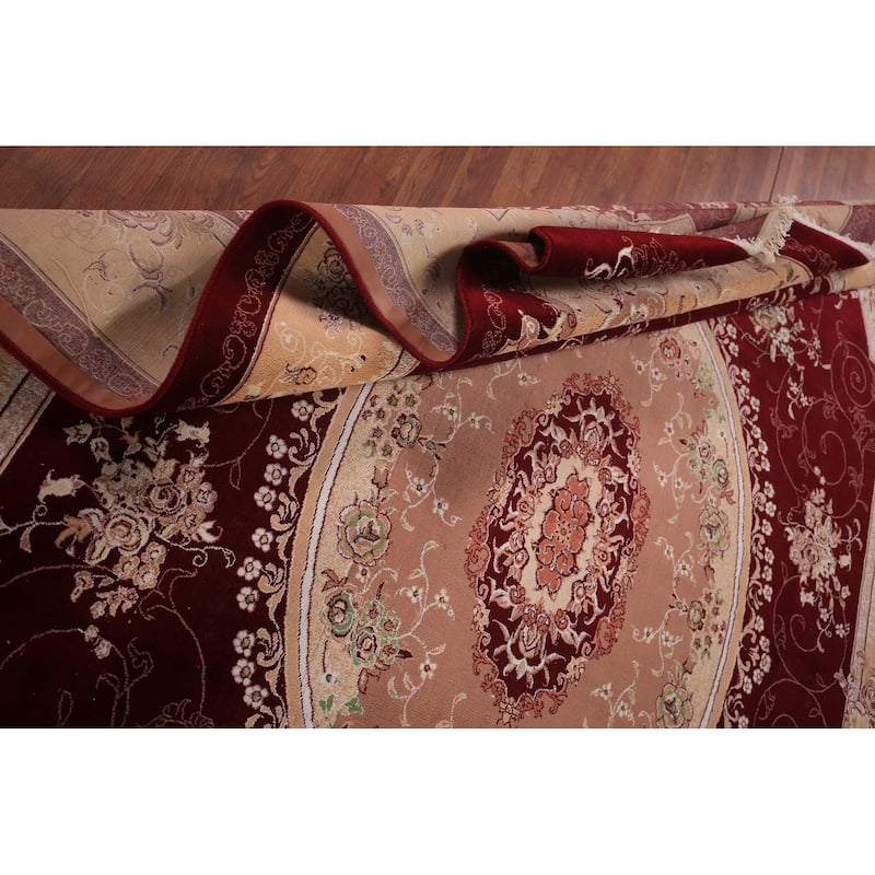 Victorian Style Kashan Turkish Area Rug Machine Made Red Carpet - 8'0" x 11'10"