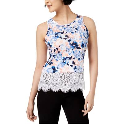 Maison Jules Womens Lace Trim Tank Top