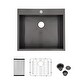 preview thumbnail 18 of 18, Black Stainless Steel Single Bowl Drop-in Kitchen Sink with Rinse Grid
