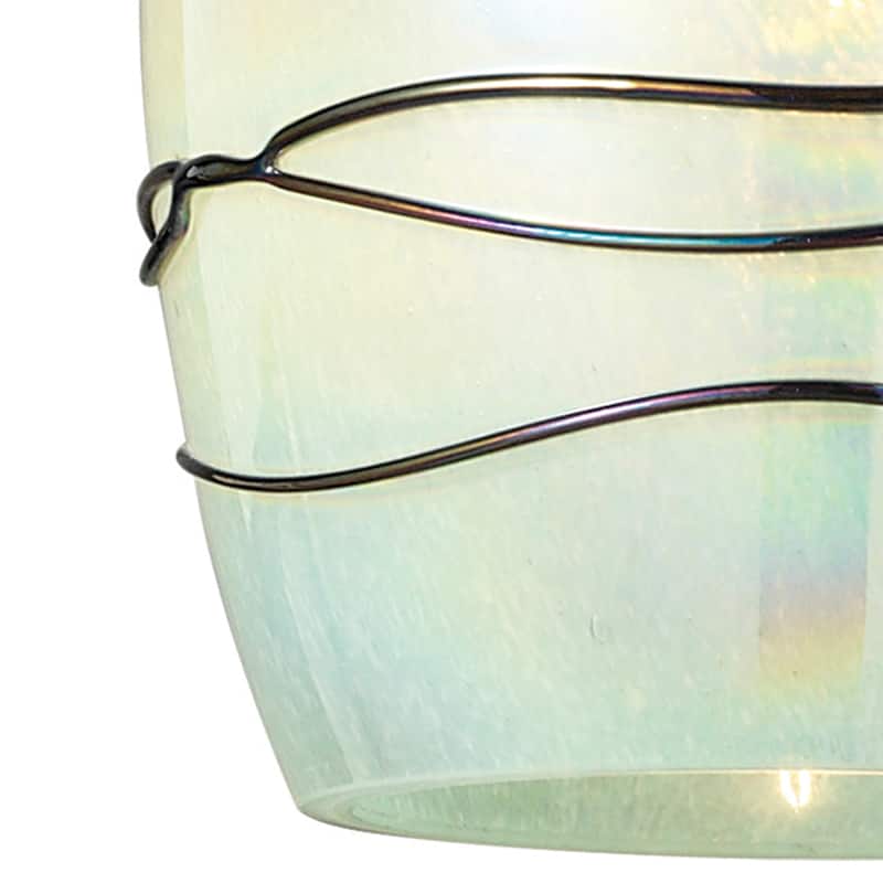 Vines 5-inch Wide 1-Light Pendant in Satin Nickel and Colored Glass - 5 in. Wide