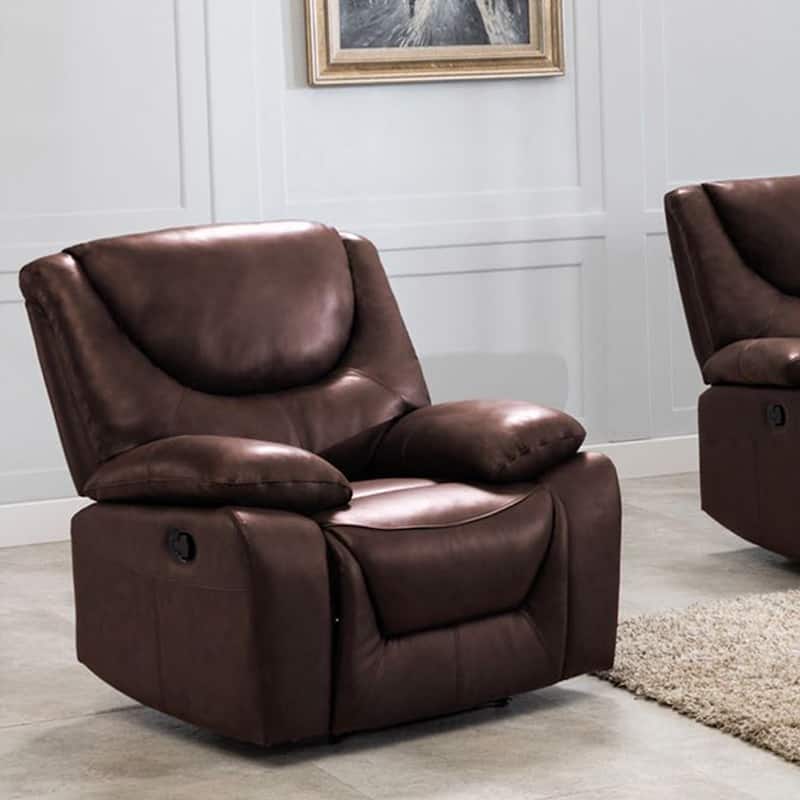 Contemporary Top Grain Leather Upholstered Recliner - Brown