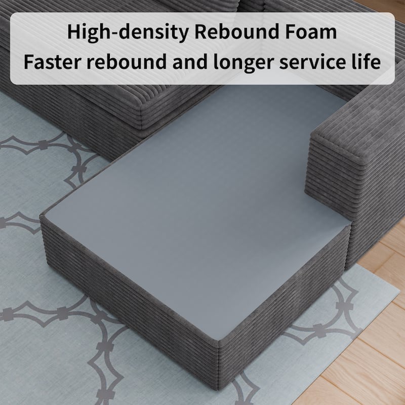 Modland 108" Gray Boneless Cloud Couch, Modular L-Shaped Sectional Sofa with Chaise, No Assembly