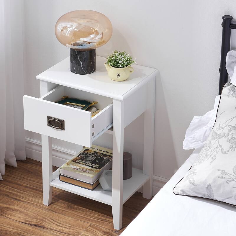 Javlergo Wooden Nightstand Bedside, Set of 2, Small End Tables with Drawer for Bedroom, Living Room, Office Room