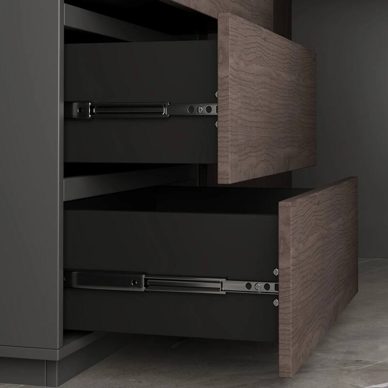 Home Office Expandable Desk with Storage Drawers and Cabinet