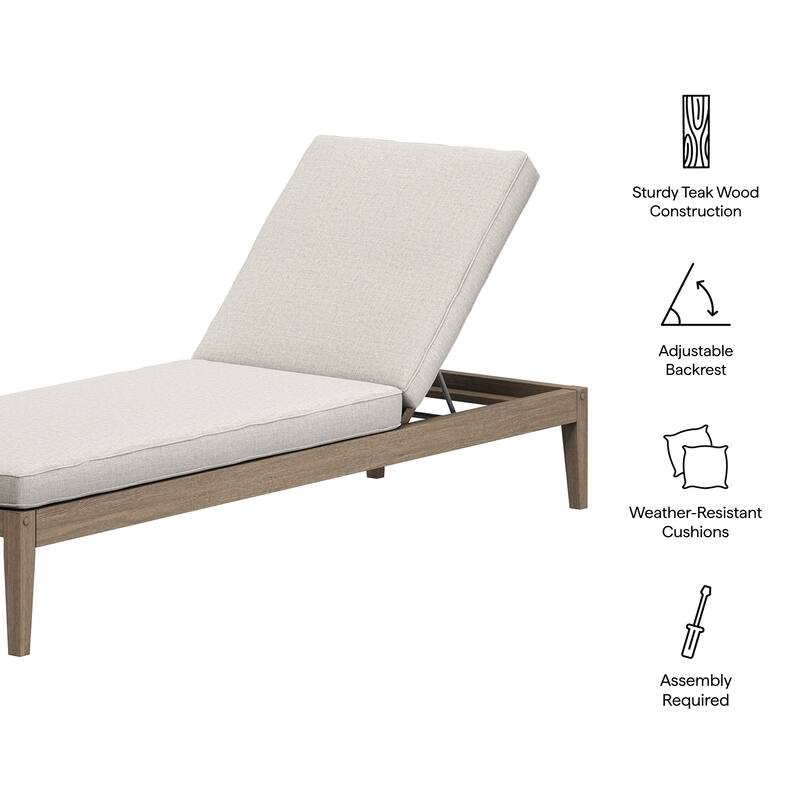 Northlake Outdoor Patio Teak Chaise Lounge