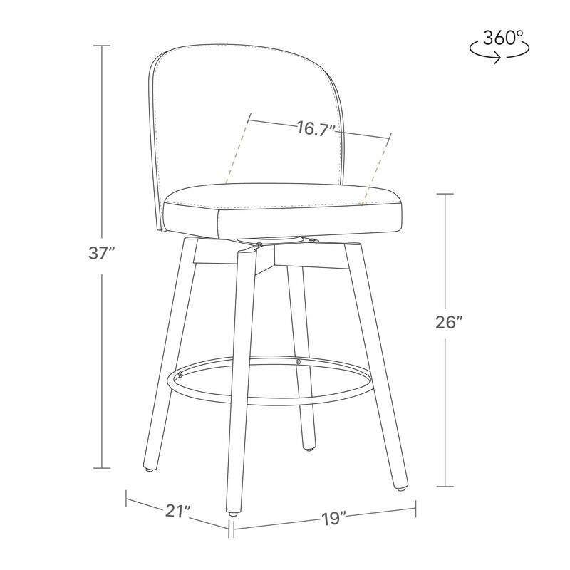 Spruce & Spring Jacob Mid Century Modern Swivel Counter Stools Bentwood Back