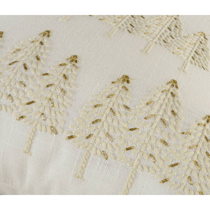 Rizzy Home Embroidered Tree Holiday Throw Pillow