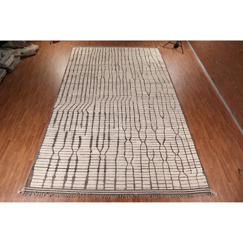 All-Over Moroccan Oriental Large Area Rug Hand-Knotted Wool Carpet - 12'0" x 18'8"