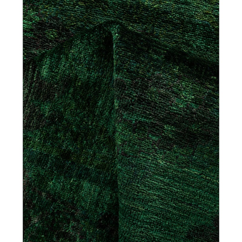 Overdyed One-of-a-Kind Hand-Knotted Runner Rug - Green - 2' 8" x 9' 10"