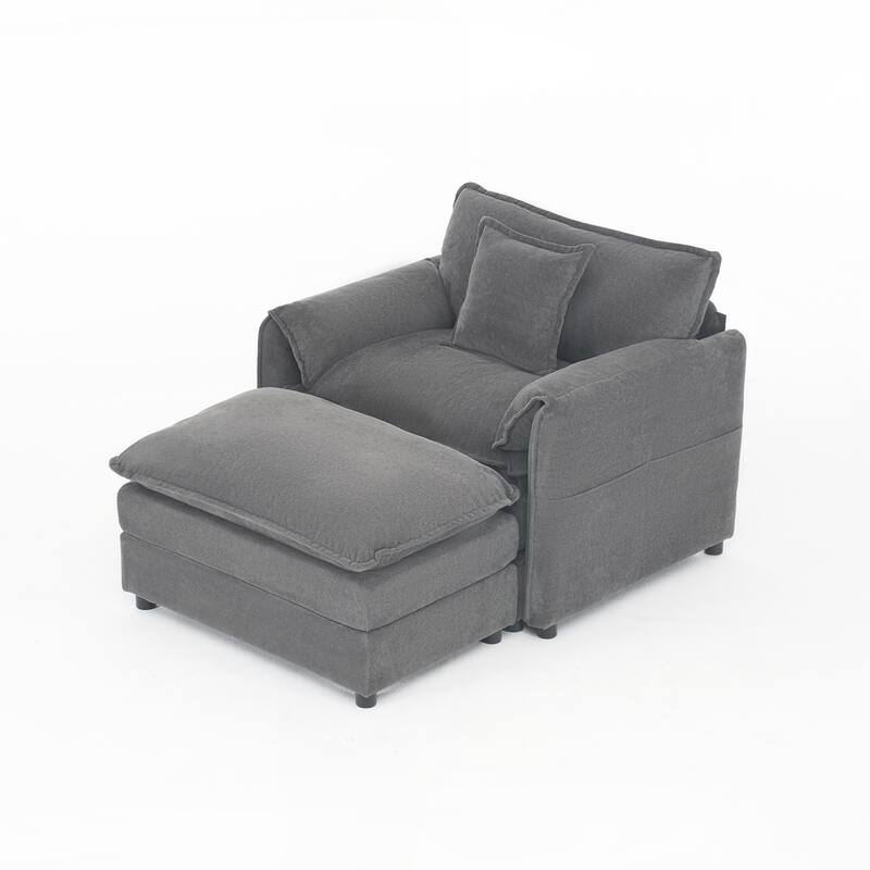 Chair with Movable Ottoman for Living Room or Bedroom
