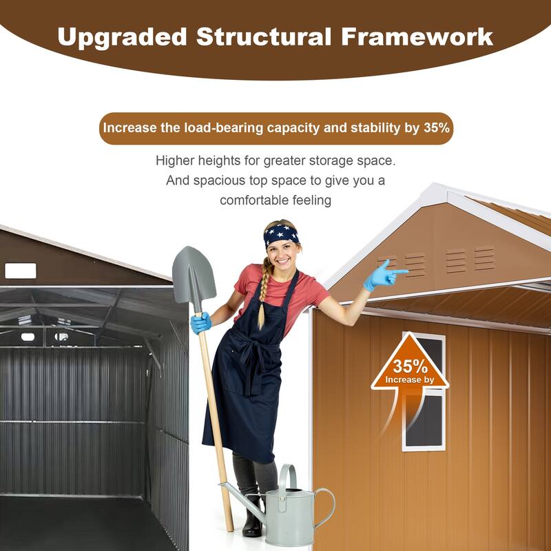 6X4 FT Heavy-Duty Metal Storage Shed with Windows, Lockable Door & Ventilation - Weatherproof Outdoor Garden Shed