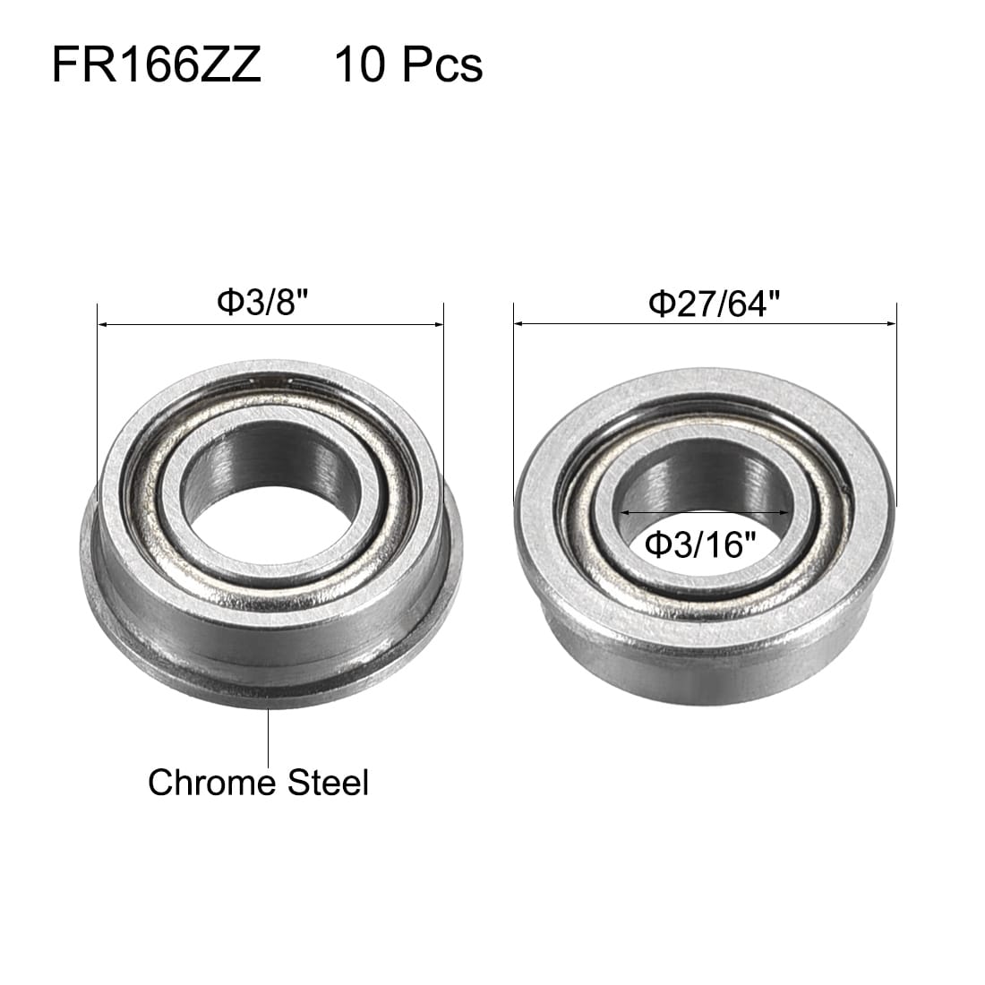Flange Ball Bearing Double Metal Shielded Chrome Steel Bearings, Deep Groove Ball Bearings