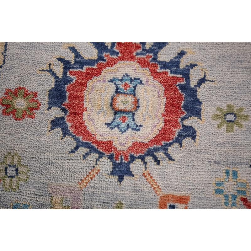 Oushak Indian Round Rug Hand-Knotted Wool Carpet - 8'10"x 9'1"