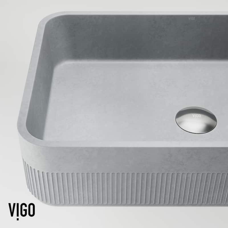 VIGO Cypress 21"L x 14"W x 5"H Concreto Stone Rectangular Bathroom Vessel Sink
