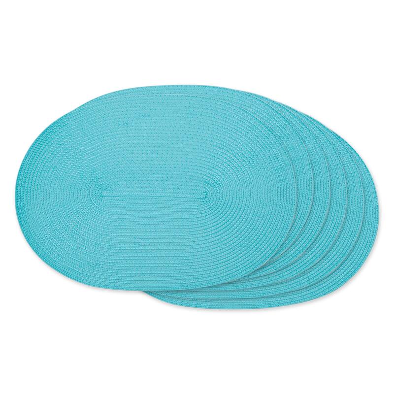 Oval Pp Woven Placemat (Set of 6) - Oval, 12x18" - Aqua