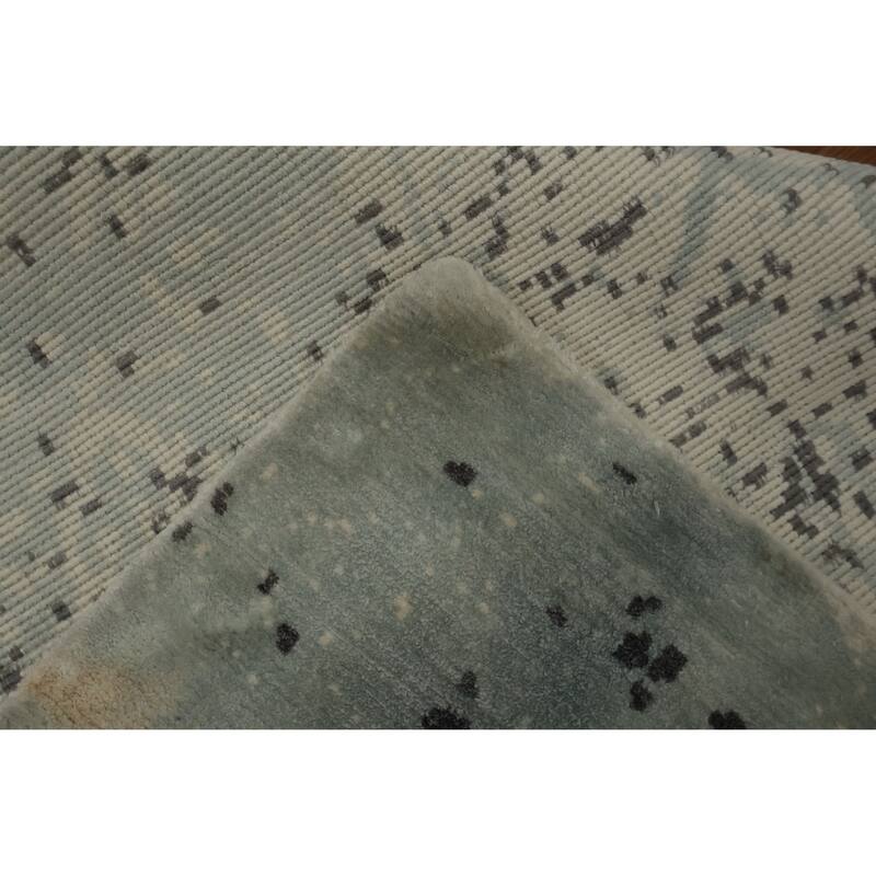 Hand Knotted Oriental Viscose Silk Carpet Modern Contemporary Greys & Charcoal Contemporary Area Rug - 9' 3'' X 6' 3''