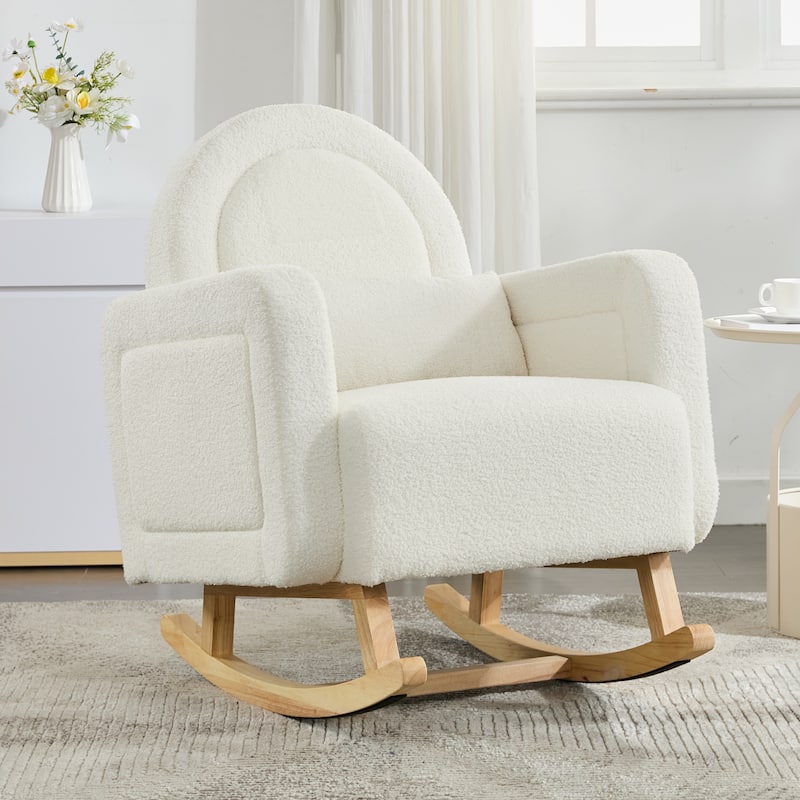 Accent Rocking Chair with Curved Back and Pillow
