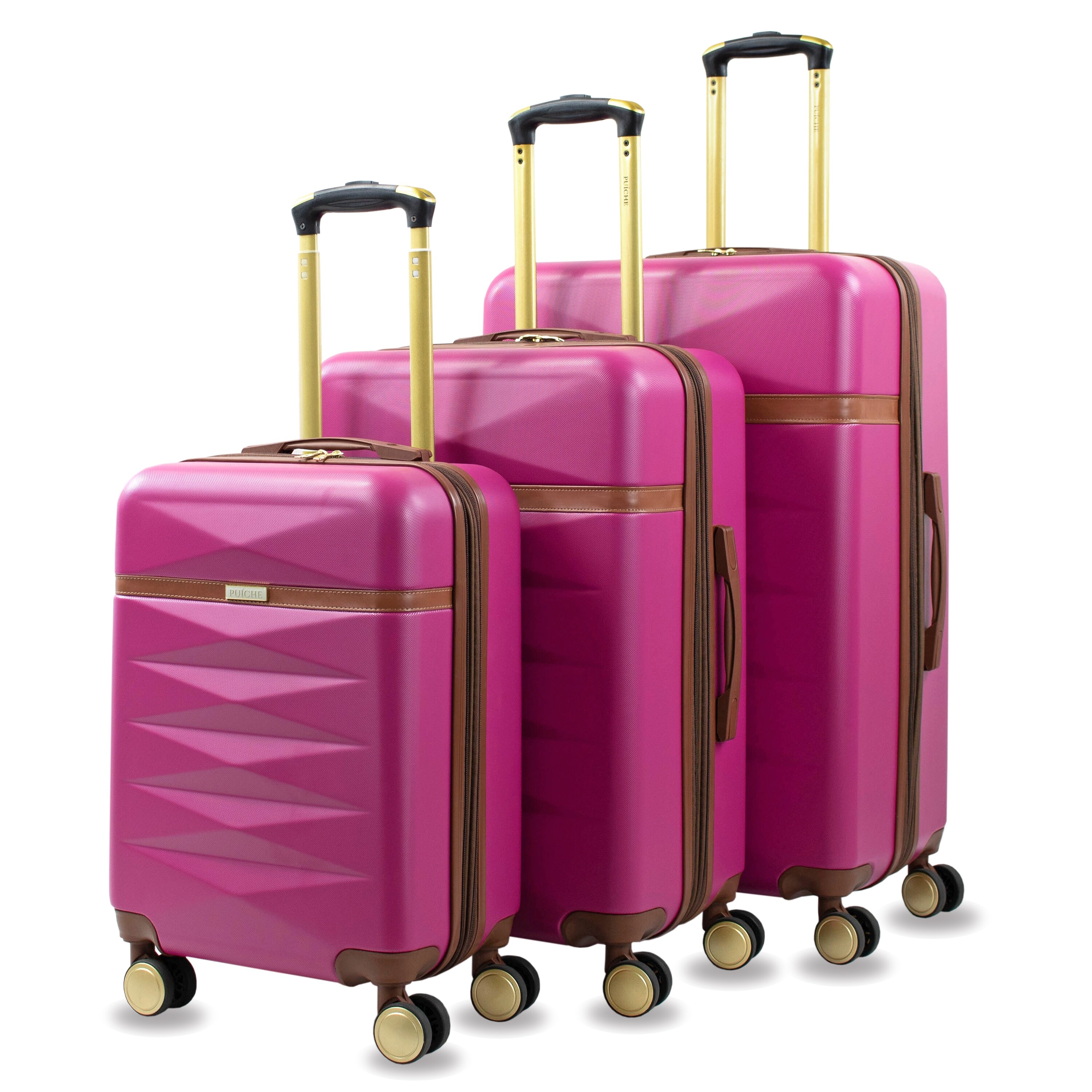 Denco 2-Piece Deluxe Pink Luggage Set Includes 21 Hardcase Spinner and 19 Laptop Backpack 