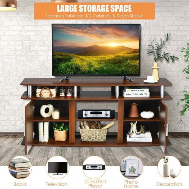 63" TV Entertainment Console Center with 2 Cabinets - 63" x 18" x 26" (L x W x H)