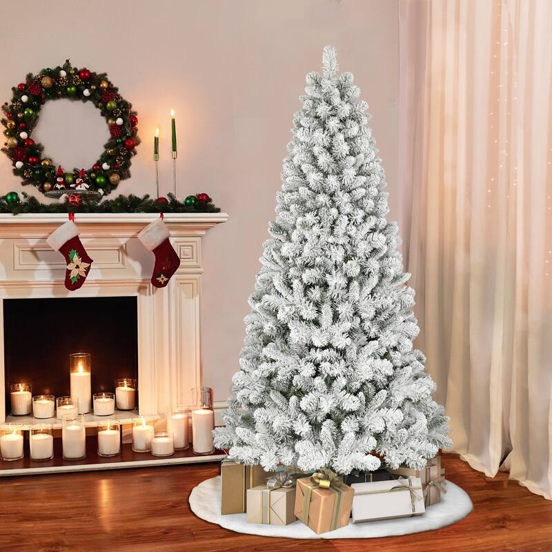 Pencil Flocked Virginia Pine Artificial Christmas Tree - 6.5’ - Unlit - 6.5 Foot