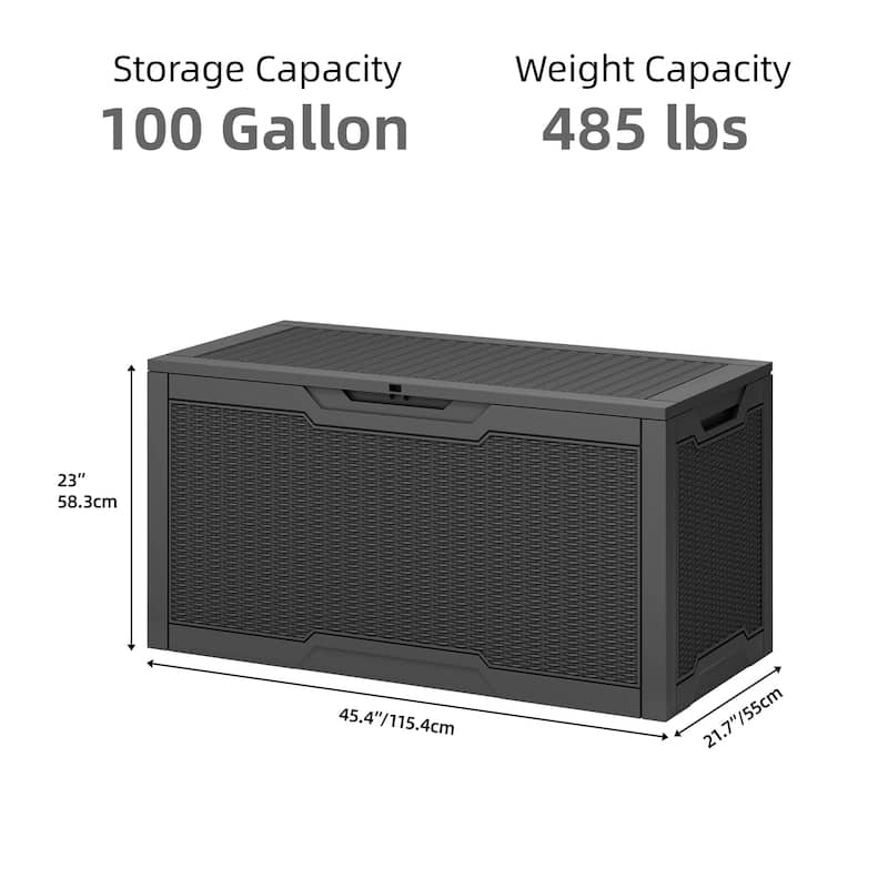 100 Gallon Outdoor Storage Waterproof Deck Box - N/A