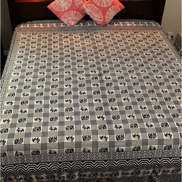 Cotton Elephant Floral Tapestry Wall Hanging Bedspread Coverlet