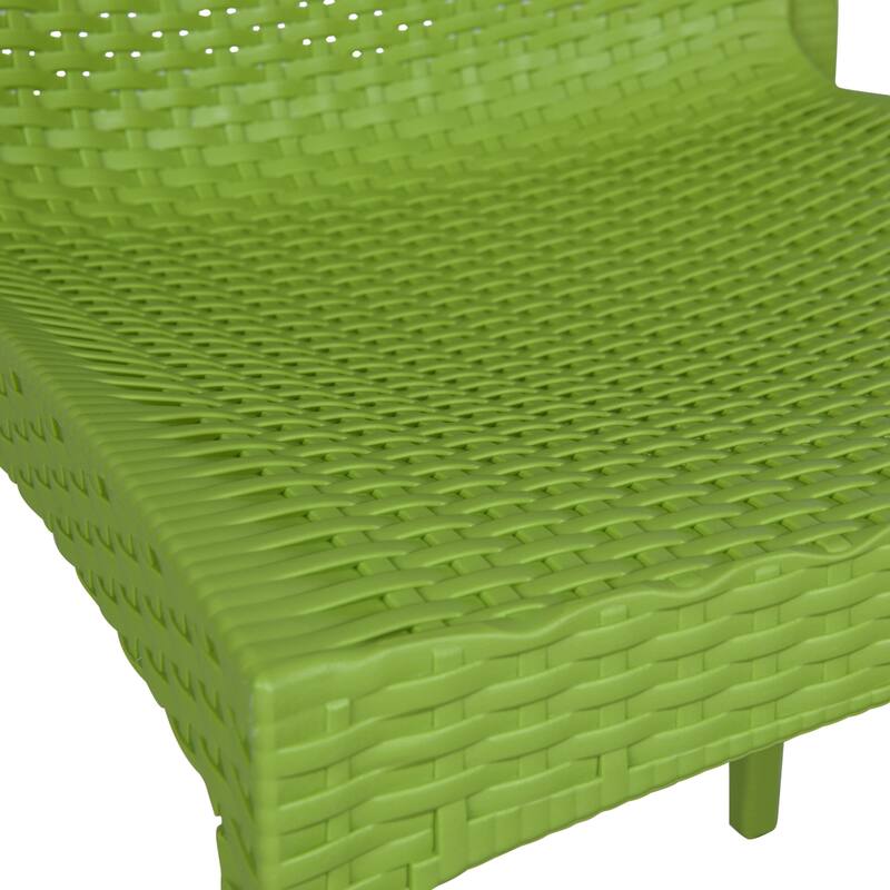 Outdoor Patio Dining Chairs, Set of 4 Stackable Polypropylene Chairs with Woven Design for Garden, Deck, or Pool