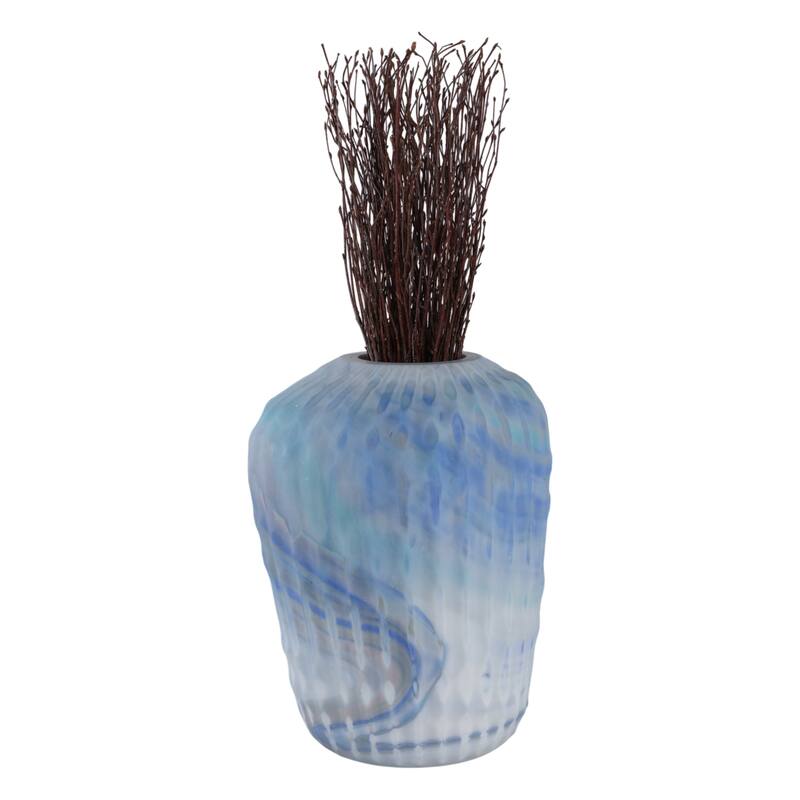 Glass Vase Ribbed Abstract Pattern for Flower Arrangement Home Decor