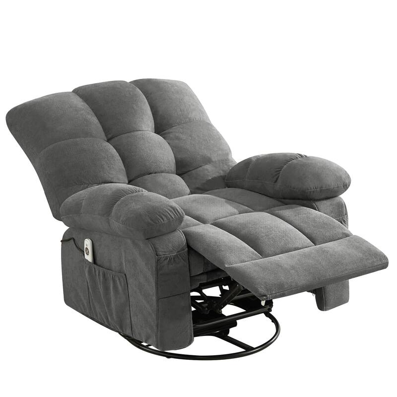 Massage Swivel Recliner Chair with Vibration Massage and Lumbar Heating for Adults, Oversized Recliner Single Sofa with USB