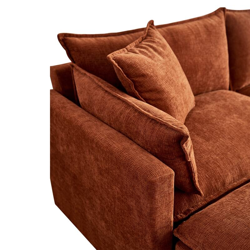 142.52" U-Shaped 6-Seater Sectional Sofa with Convertible Chaise and Ottomans, Spacious Cloud Couch for Comfort