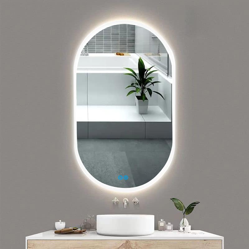 26''/32''/36''/40'' LED Oval Frameless Bathroom Backlit Vanity Mirror with Anti-Fog & Dimmable, Silver