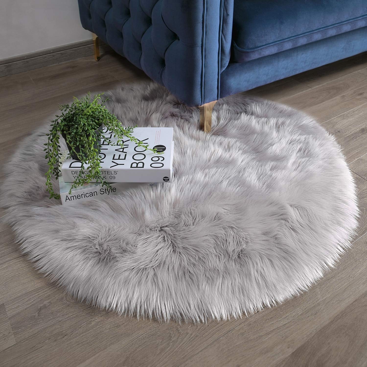 Shop Fluffy Area Rug Floor Sofa Living Room Gray Round 3 X 3 Feet Big Overstock 30314003