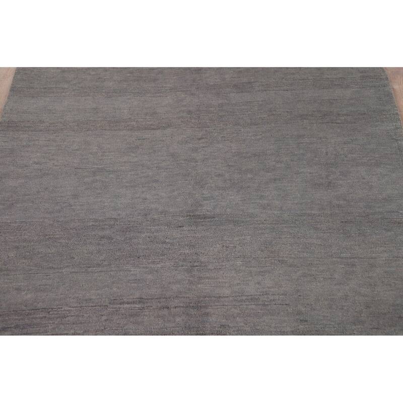 Gray Gabbeh Modern Area Rug Hand-Knotted Wool Carpet - 4'11" x 6'6"
