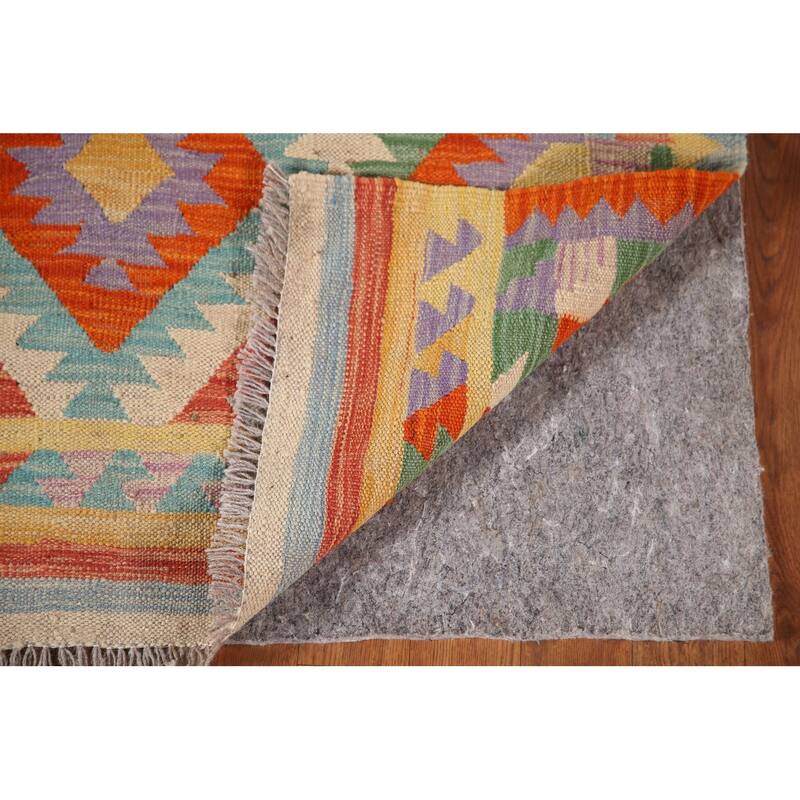 Multicolor Kilim Oriental Accent Rug Flatweave Wool Carpet - 3'4"x 5'3"