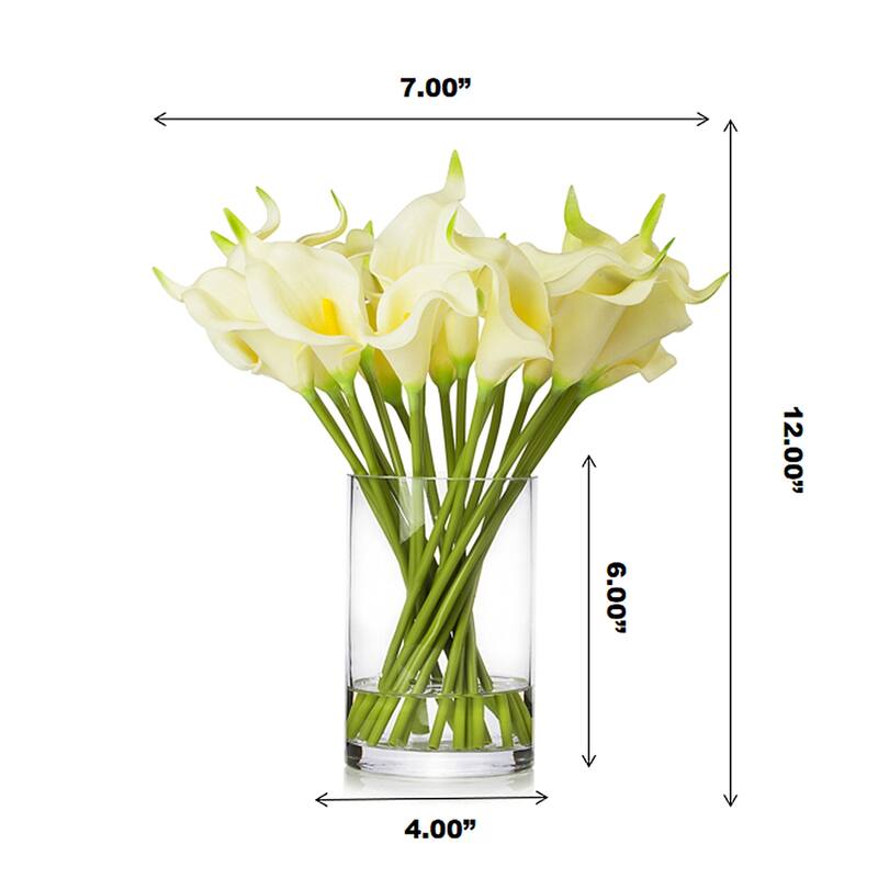 Enova Home 20 Pieces Real Touch Faux Calla Lily Artificial Flowers in Vase with Faux Water for Dining Table Decor, Wedding Event