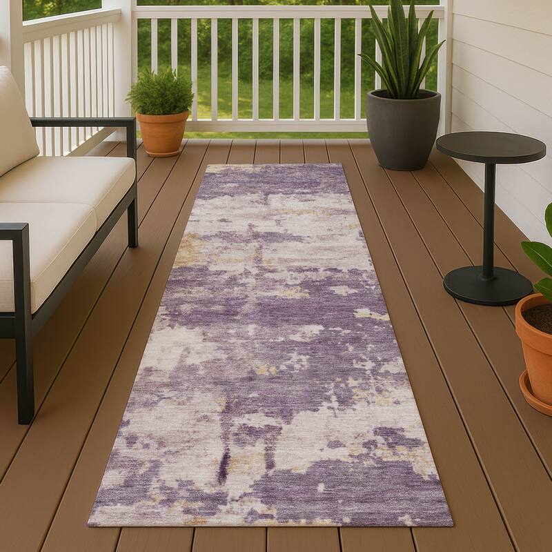 Machine Washable Indoor/ Outdoor Crouppen Modern Chantille Rug - Plum - 2'3" x 7'6"