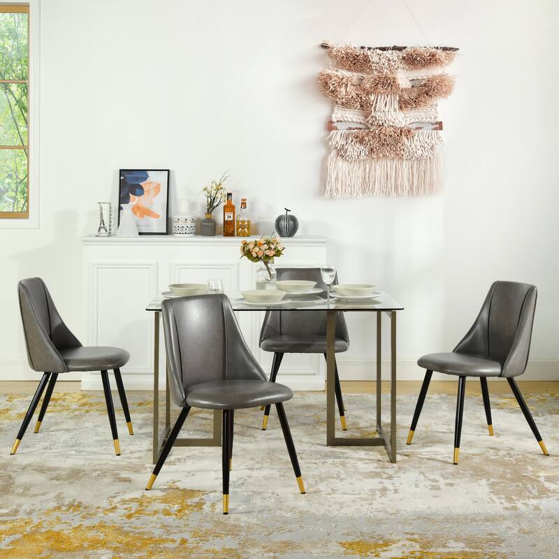 47 in.Tempered Glass Top Gold Base Elegant Dining Table