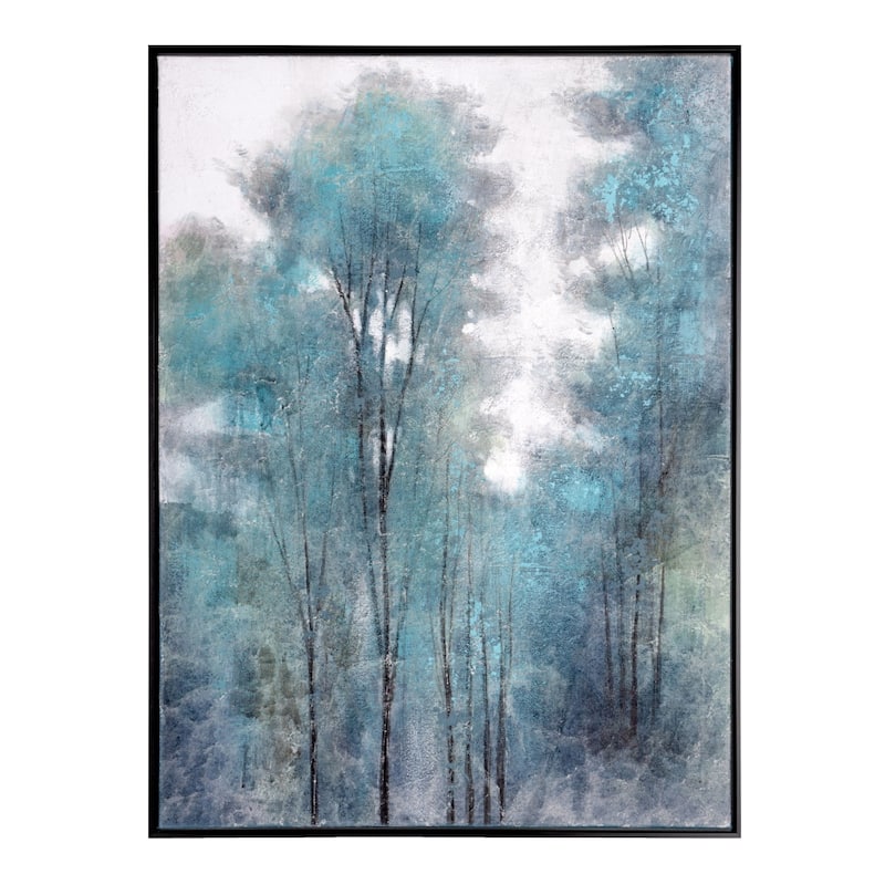 Aquamarine Forest, Framed Hand Painted Canvas