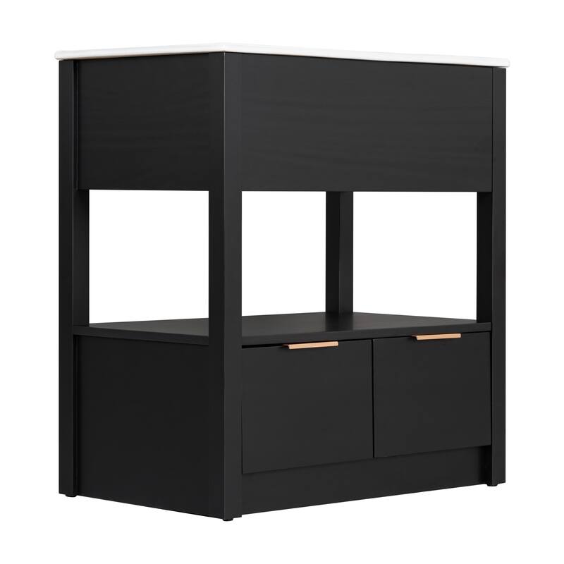 30" Bathroom Vanity with Sink Top, Bathroom Cabinet with Open Storage Shelf and Two Drawers, One Package