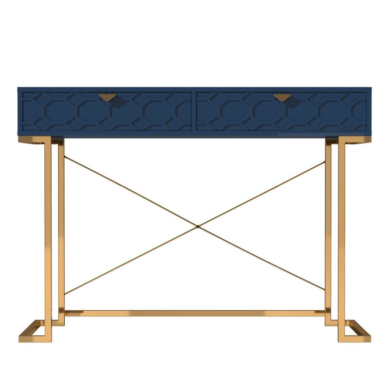 Clihome Glossy Home Office Writing Desk with Storage Drawers
