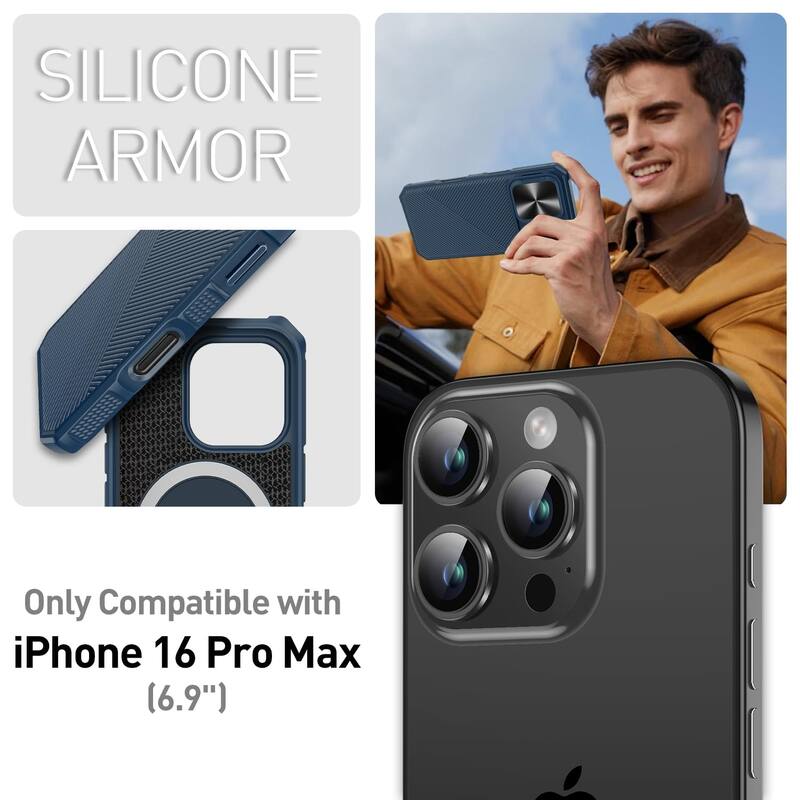 iPhone 16 Pro Max Camera Protection Kickstand - Case Compatible with Mag Safe, Protective Shockproof Military, Phone Case