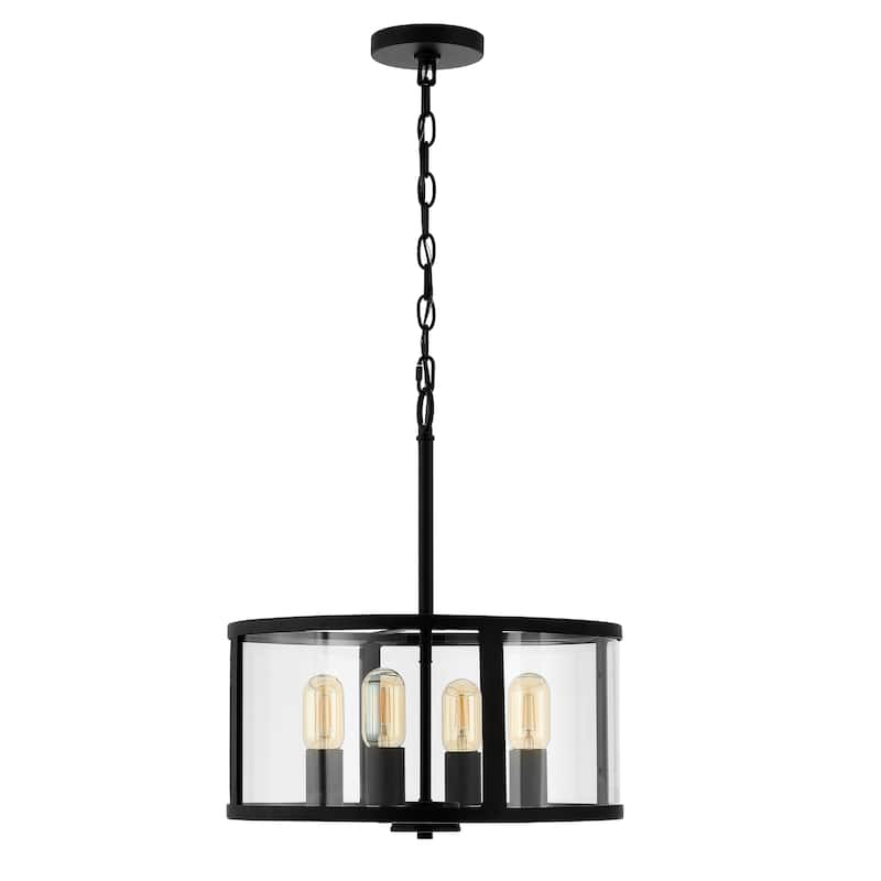 SAFAVIEH Lighting Myriel 4-Light Led Adjustable Pendant - 16" W x 16" L x 22-94" H - Clear/ Oil Rubbed Bronze - 16Wx16Dx94H