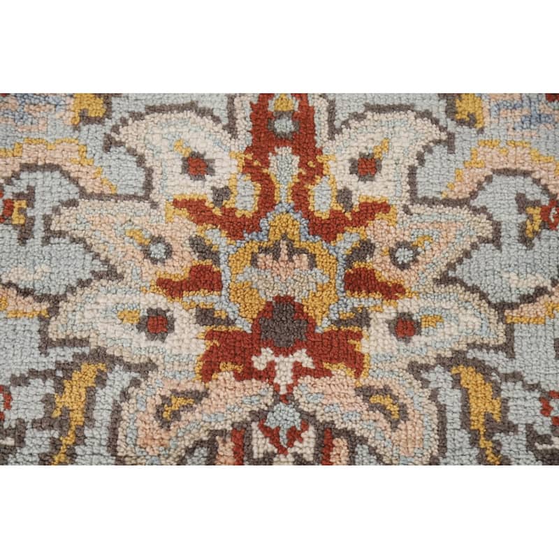 Light Blue Heriz Serapi Indian Octagon Rug Handmade Wool Carpet - 5'10"x 5'10"