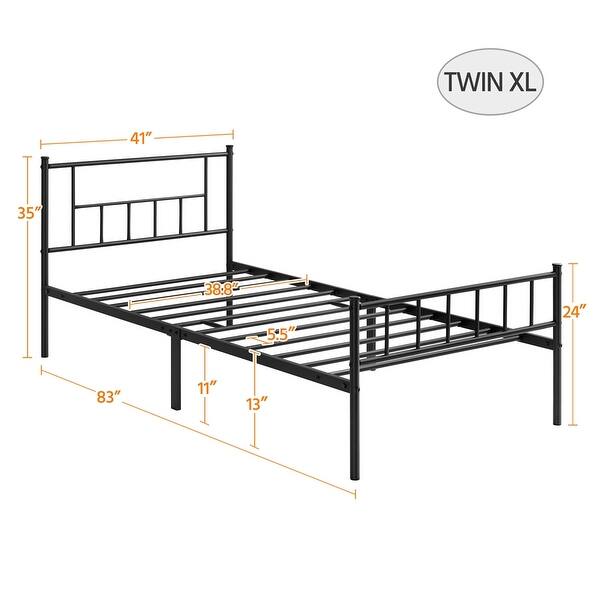 Yaheetech Metal Bed with Headboard&Footboard Slatted Bed Base Bed