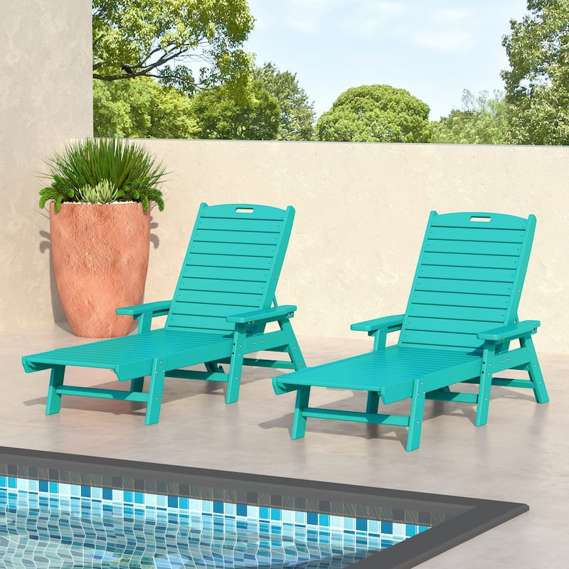 Laguna Hdpe All Weather Outdoor Patio Pool Reclining Chaise Lounge (Set Of 2)
