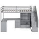 preview thumbnail 7 of 31, Twin Size Loft Bed with L-Shaped Desk, Storage Drawers, Cabinet, and Staircase, Space-Saving Design, Grey