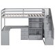 preview thumbnail 7 of 31, Twin Size Loft Bed with L-Shaped Desk and Storage Staircase, Grey